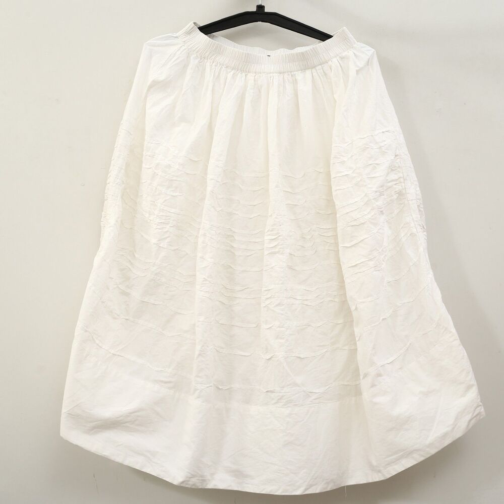 Anthropologie Maeve Cotton Pintuck Women's Midi Skirt Pull-On Solid M 291683 - Picture 6 of 8